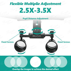 Headlight with Loupes 2.5X+3.5X with composite optical filter