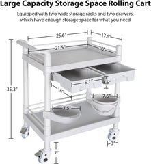 Plastic Trolley with 2 shelves & 2 Drawers