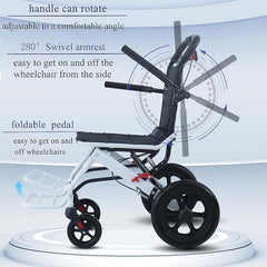Folding Portable Ultralight Transport Wheelchair