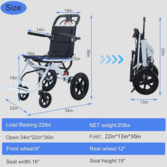Folding Portable Ultralight Transport Wheelchair