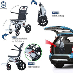 Folding Portable Ultralight Transport Wheelchair