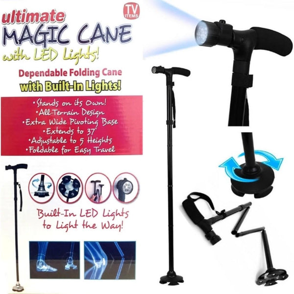 عصا المشي السحرية ذات الأربع أرجل مزودة بضوء
